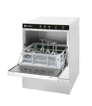 Zmywarka do szkła 40x40 – sterowana elektromechanicznie, HENDI, z pompą spustową, 230V/2800W, 470x510x(H)710mm