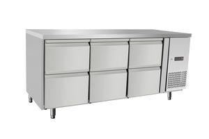 Refrigerated counter with 6 drawers, Arktic, Without backsplash, 420L, 230V/400W, 1795x700x(H)879mm