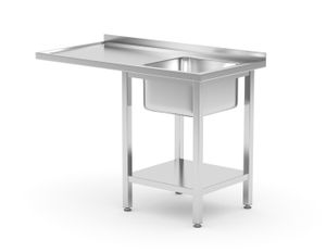 Mesa de fregadero con estante y espacio para lavavajillas debajo de la encimera, HENDI, derecha, 1200x700x(H)850mm