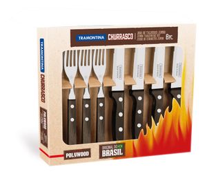 Churrasco Gaucho cutlery set, gift box – 8 pieces, Tramontina, Brown, 8 pcs