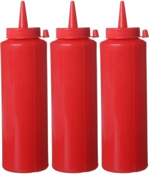 Dyspensery do zimnych sosów - 3 szt., HENDI, 0,2L, czerwony, 3 szt., ⌀50x(H)185mm