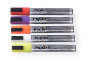 Blackboard markers 6 mm, HENDI, 1 white, 1 orange, 1 yellow, 1 red, 1 purple marker