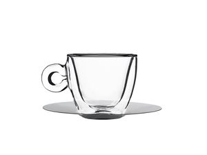 Filiżanka Double Wall ze spodkiem ze stali nierdzewnej, Luigi Bormioli, 0,3L, 2 szt., ⌀98x(H)88mm