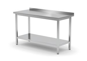 Mesa de pared con estante – atornillada, profundidad 600 mm, HENDI, Profi Line, 1000x600x850 mm, 1000x600x(H)850mm
