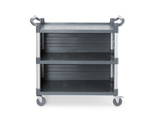 Carro de servicio de polipropileno de 3 estantes, grande, AmerBox, Incluye paneles laterales para los estantes, 1010x500x(H)960mm