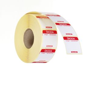 Etykiety Food Safety na każdy dzień tygodnia – wielorazowe, HENDI, Środa, czerwony, 1000 szt., 25x25mm