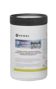 Extreme Coffee Lab jaunā formula - profesionāls tīrīšanas pulveris kafijas automātiem no kafijas pupiņām līdz tasītei, HENDI, 0,75 kg