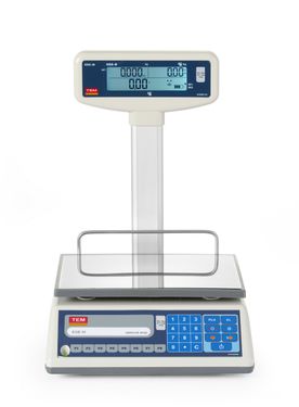 Obchodní váha LCD s ramenem a certifikací, řada EGE, 15 kg, TEM, 325x377x(H)394mm