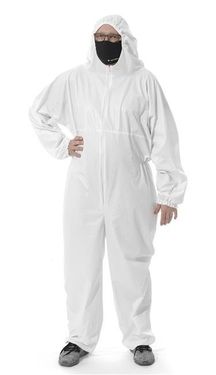 Protective coverall with polyurethane smear coating. S/M, Sanifine, White