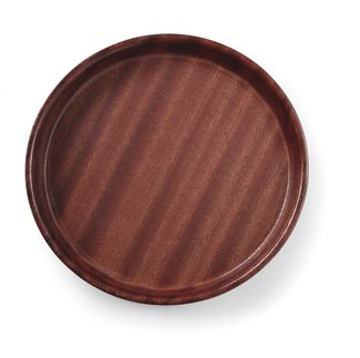 Serving tray, round, non-slip, high rim, laminated, AmerBox, Mahogany, ⌀320x(H)35mm 3