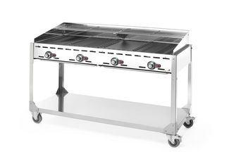Green Fire with 4 burners, HENDI, Profi Line, On wheeled base, Light grey, 22kW, 1400x612x(H)825mm 1