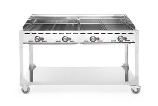 Green Fire with 4 burners, HENDI, Profi Line, On wheeled base, Light grey, 22kW, 1400x612x(H)825mm 1