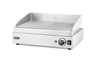 Griddle half ribbed, HENDI, Profi Line, 1/2 flat, 1/2 ribbed, 230V/2400W, 527x404x(H)233mm 1