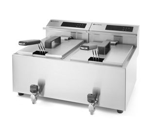 Deep fryer with drain tap digital - 2 x 8 l, HENDI, Profi Line, 16L, 230V/7000W, 605x515x(H)350mm 1