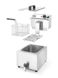 Manuálna fritéza Profi Line s vypúšťacím kohútikom, 8 l, HENDI, Profi Line, 8L, Svetlošedá, 230V/3500W, 305x515x(H)354mm 1