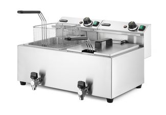 Frytownica manualna z kranem spustowym, 2 × 8 l, HENDI, Profi Line, 16L, 230V/7000W, 610x515x(H)369mm