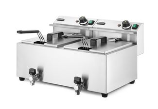 Manuálna fritéza Profi Line s vypúšťacím kohútikom, 2× 8 l, HENDI, Profi Line, 16L, 230V/7000W, 610x515x(H)369mm 1