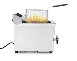 Induction deep fryer with drain tap, 8 l, HENDI, 8L, Light grey, 230V/3500W, 288x619x(H)408mm 1