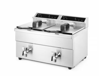 Induction deep fryer with drain tap - 2 x 8 l, HENDI, Profi Line, 16L, 230V/7000W, 577x609x(H)410mm 1