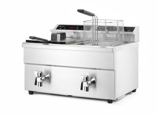 Induction deep fryer with drain tap - 2 x 8 l, HENDI, Profi Line, 16L, 230V/7000W, 577x609x(H)410mm 1
