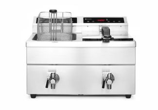 Induction deep fryer with drain tap - 2 x 8 l, HENDI, Profi Line, 16L, 230V/7000W, 577x609x(H)410mm 1