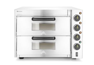 Horno de pizza de doble cámara 3000W, HENDI, Plateado, 230V/3000W, 580x560x(H)435mm