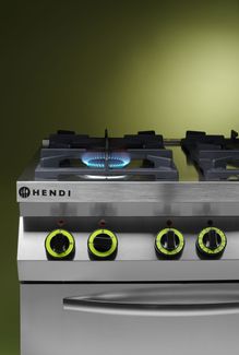 Gas cooker 4-burner with convection oven GN 1/1, HENDI, Kitchen Line, 230V/3000W, 19kW, 800x722x(H)900mm 1