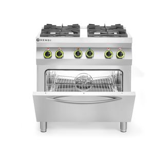 Gas cooker 4-burner with convection oven GN 1/1, HENDI, Kitchen Line, 230V/3000W, 19kW, 800x722x(H)900mm 1