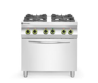 Gas cooker 4-burner with convection oven GN 1/1, HENDI, Kitchen Line, 230V/3000W, 19kW, 800x722x(H)900mm