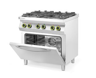 Gas cooker 4-burner with convection oven GN 1/1, HENDI, Kitchen Line, 230V/3000W, 19kW, 800x722x(H)900mm 1