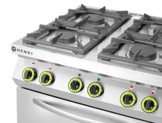 Gas cooker 4-burner with convection oven GN 1/1, HENDI, Kitchen Line, 230V/3000W, 19kW, 800x722x(H)900mm 1