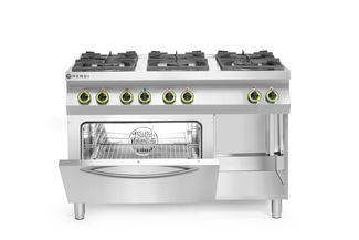 Kuchnia gazowa 6-palnikowa z konwekcyjnym piekarnikiem elektrycznym GN 1/1, HENDI, Kitchen Line, 230V/3000W, 28,5kW, 1200x722x(H)900mm
