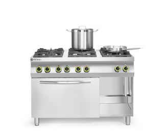 Gas cooker Kitchen Line 6-burner with convection oven GN 1/1, HENDI, Kitchen Line, 230V/3000W, 28,5kW, 1200x722x(H)900mm 1