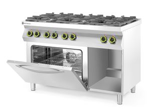 Gas cooker Kitchen Line 6-burner with convection oven GN 1/1, HENDI, Kitchen Line, 230V/3000W, 28,5kW, 1200x722x(H)900mm 1