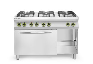 Plynový sporák se 6 hořáky a s elektrickou konvekční troubou GN 1/1, HENDI, Smart, GN 1/1, 230V/3000W, 25500kW, 1200x700x(H)900mm