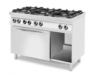 6-burner gas stove with a base closed on three sides, with a gas or electric oven, HENDI, GN 1/1, Silver, 230V/31500W, 1200x700x(H)900mm