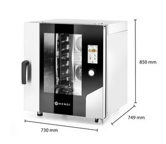 Forno a vapore a convezione – Touch 7 x GN 1/1, elettrico, con vapore diretto e touch screen controllato, HENDI, 730x784x(H)850mm 2