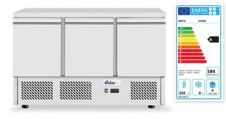 Three door pizza counter with cooling display 380+40L, Arktic, 254L, 230V/400W, 1400x700x(H)1491mm 1