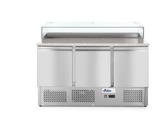3 durų šaldymo stalas su antstatu ir stalviršiu iš granito, Arktic, 230V/310W, 1378x702x(H)1155mm 1