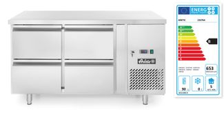 Aušinimo stalas su 4 lentynomis ir šone esančiu agregatu, Arktic, Profi Line, 230V/250W, 1360x700x(H)858mm 1