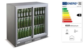 208L Barmatic Candour Double Door Undercounter Refrigerator, Stainless Steel, Barmatic, Barmatic, Silver, 230V/175W 1