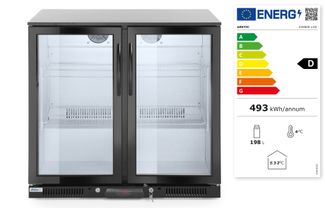 Lodówka barowa 2-drzwiowa, Arktic, 158L, czarny, 230V/160W, 900x530x(H)870mm