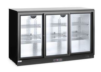 Back bar refrigerator with triple sliding doors, Arktic, 308L, Black, 220-240V/160W, 1350x520x(H)865mm 3