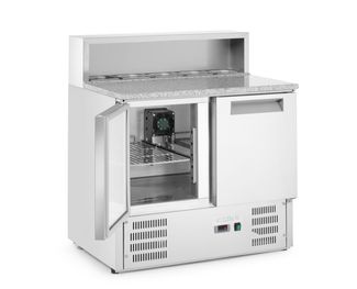 2-door refrigerated counter with superstructure and granite worktop, Arktic, 247L, 230V/145W, 900x700x(H)1070mm 1