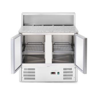 2-door refrigerated counter with superstructure and granite worktop, Arktic, 247L, 230V/145W, 900x700x(H)1070mm 1