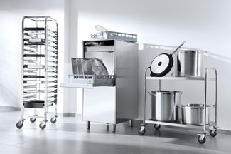 Zmywarka do garów i tac 50x60 – sterowana elektronicznie, z dozownikiem detergentu i pompą spustową, HENDI, napięcie: 230 V, moc: 5 kW, 230V/5000W, 595x730x(H)1340mm 4