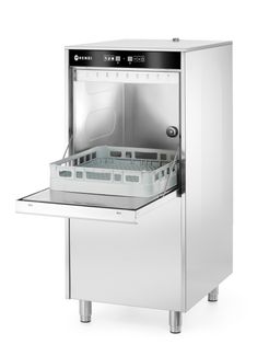 50x60 dishwasher for trays and pots – electronically controlled, with detergent dosing system and drain pump, HENDI, 400V/7100W, 595x777x(H)1335mm 1