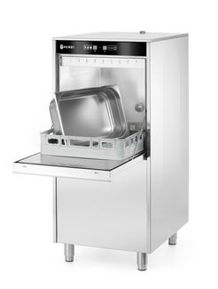 50x60 dishwasher for trays and pots – electronically controlled, with detergent dosing system and drain pump, HENDI, 400V/7100W, 595x777x(H)1335mm 1