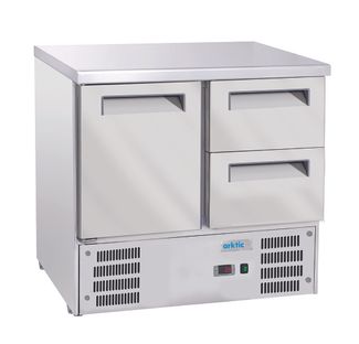 Aukstuma galds ar 1 durvīm un 2 atvilktnēm, Arktic, GN 1/1, 247L, 230V/143W, 900x700x(H)855mm