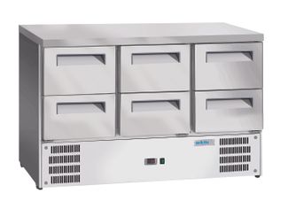 Aukstuma galds ar 6 atvilktnēm, Arktic, GN 1/1, 368L, 230V/304W, 1365x700x(H)855mm